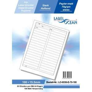 LabelOcean LO 0036 e 70, 3600 Etiketten 100x15.5mm A4  