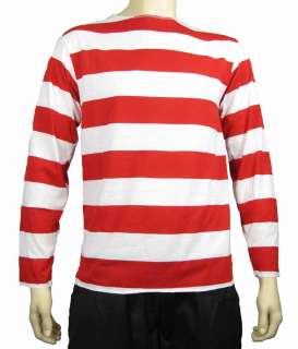 Wheres WALDO Costume Red and White Striped Shirt S M L XL XXL  