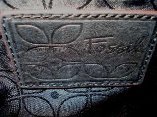 FOSSIL black pebbled leather messenger crossbody bag purse VERY NICE 
