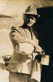 Alpino Celestino Ellero. WW1. He wears the 1st issue Italian Gas mask 
