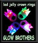LED FLASHING JELLY CROWN STAR RINGS. GLOW STICKS