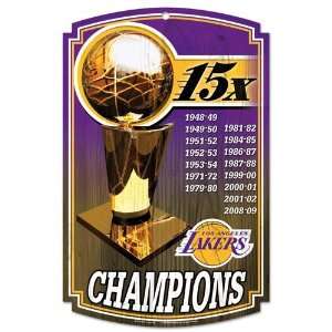  LAKERS 15x NBA CHAMPIONS WOOD SIGN 
