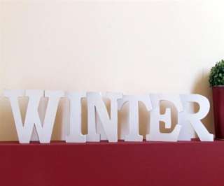 Winter Buchstaben Schriftzug Dekobuchstaben aus Holz 100x15x3 cm weiß 
