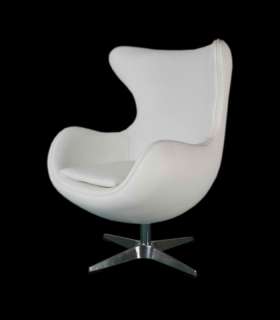 New Arne Jacobsen Style White Leather Egg Chair  