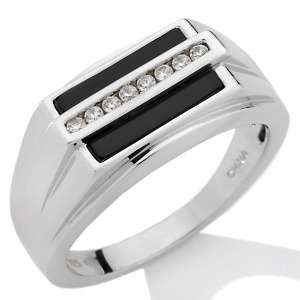 Absolute™ and Onyx Inlay Sterling Silver Mens Ring 