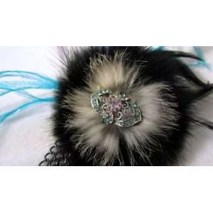  Black Fur and Chain Hair Accessory Clip and Pin 