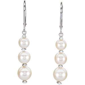   Cultured Pearl Earrings Diamond quality AA (I1 clarity, G I color
