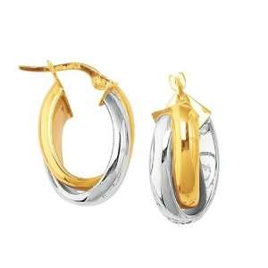    14K 2 Tone Gold Double Oval Hoop Earrings (21 x 13 mm) Jewelry