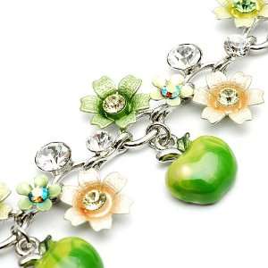 Perfect Gift   High Quality Green and Light Green Flower Bracelet with 