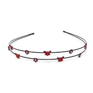  Hair Accessory ~ Red Flowers and Butterflies Hair Band (Style Hair 