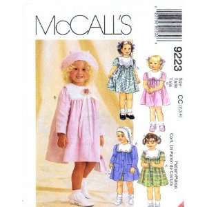  McCalls 9223 Sewing Pattern Toddler Girls Coat Dress Hat 