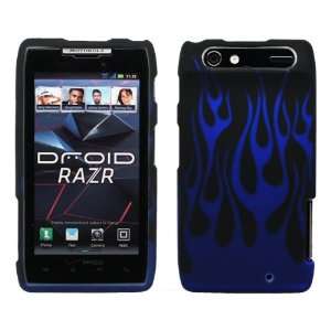  Black Blue Flame Design Rubberized Snap on Hard Cover 