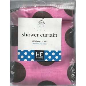 Hometceteras Shower Curtain   Pink with Large Brown Polka Dots  