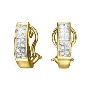   14K Yellow Gold 1 ct. Princess Cut Diamond Earrings Katarina Jewelry