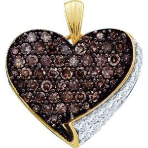  Chocolate Diamond Heart Gold Pendant Love Promise .85ct Jewelry