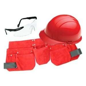  Red Toolbelt, Hard Hat, Safety Glasses Gift Set