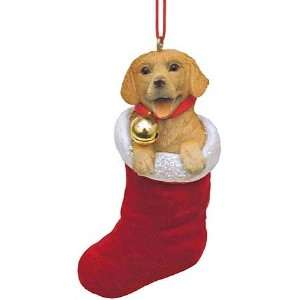    Yellow Lab Pup in Stocking Christmas Ornament