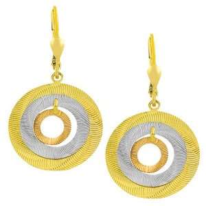   14 Karat Tri color Gold Graduated Open Discs Dangle Earrings Jewelry
