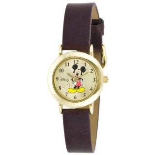   Womens MCK615 Mickey Mouse Goldtone Case Black Strap Watch Watches