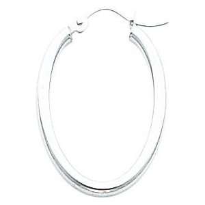  White gold Oval Hoop Earrings Polished Jewelry Jewelry