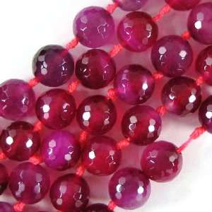  12mm faceted magenta agate round beads 8