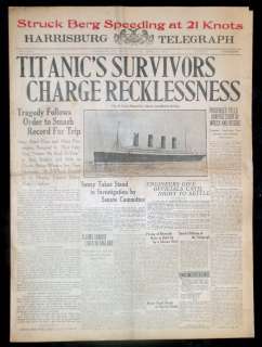 1912 Titanic Disaster Newspaper REAL. Dated April 19  