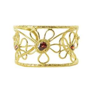  18 KT Gold Over Silver with Ruby Filigree Flower Designed 