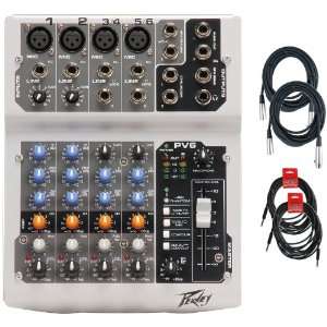  Peavey PV6 4 Input Mixer Bundle w/2 20XLR Cables and 2 18 