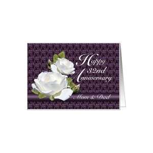  32nd Anniversary for Parents, White Roses Card Health 