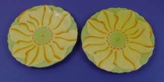   HJ WOOD BURSLEM, England, SALAD PLATES Raised Yellow Flower  