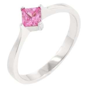 925 Sterling Silver Pink Ice CZ Engagement Ring