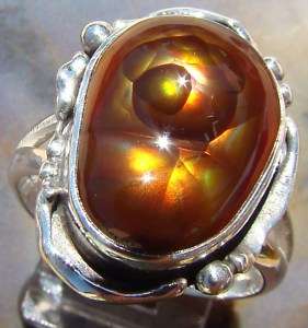 New Sterling Silver and Fire Agate Gem ring size 7 2/3  