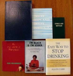 Lot Of 7 Alcoholics Anonymous Books Stools & Bottles, Hi, My Name is 