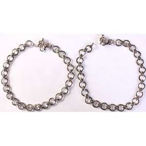 Sterling Connecter Chain Anklets (Price Per Pair)   Sterling Silver