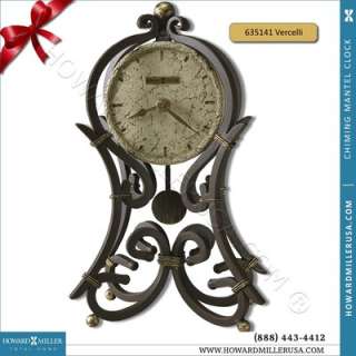 635141 Howard Miller wrought iron quartz mantel clock metal frame 