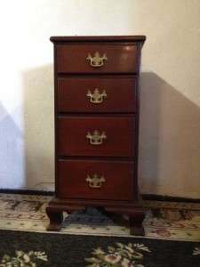 Antique Tall Solid Mahogany Four Drawer Nightstand  