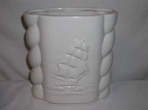 Vintage/Antique Pottery 1940 Abingdon Vase~With Ship and Rope Design 