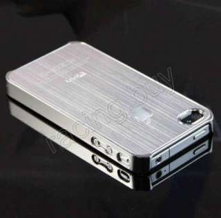 New Deluxe Silver Chrome Apple Logo Hard Back Case Cover for iPhone 4 