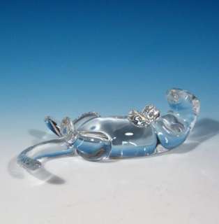 Baccarat French Crystal Floating Otter Figurine Art Glass Paperweight 