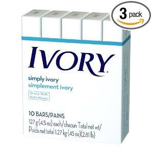  Ivory Soap, 10 count, 4.5 Ounce Bars (Pack of 3) Health 