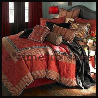   FULL Cardinal Red Black Leopard LUXURY 6pc Comforter Set $400  