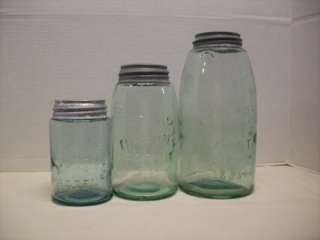 VINTAGE ATLAS MASONS PATENTMASON JARS COMBO PINT,QT,1/2 GAL W/ ZINC 