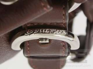 Makowsky Brown Leather Silver Buckle Trim Handbag  