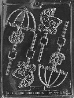 Baby CARRIAGE AND UMBRELLA LOLLIE Chocolate Candy Mold Soap B 20 & B 