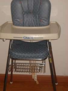 Vintage Graco High Chair Chrome Metal Easy Folds Rare USA Made Nice 