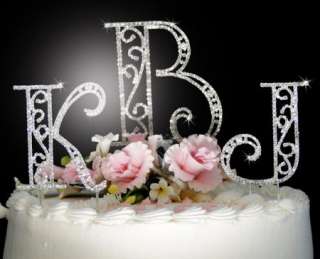 Crystal Roman Monogram Wedding Party Cake Top Initials  