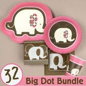  Pink Baby Elephant   Baby Shower Tableware   32 Big Dot 