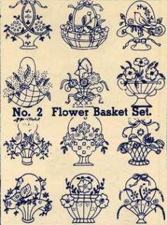 Embroidery Transfers Flower Basket Quilt Depression1930  
