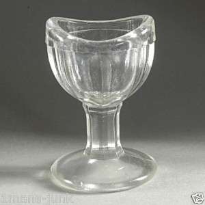 Antique MEDICAL GLASS Eye BATH CUP Clear Octagonal 19C  