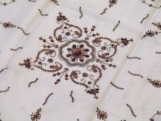 Handmade Beaded Sheer Tissue Organza Table Cloth Linen Overlay 